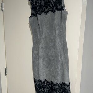 Elegant Grey and Black Lace Dress